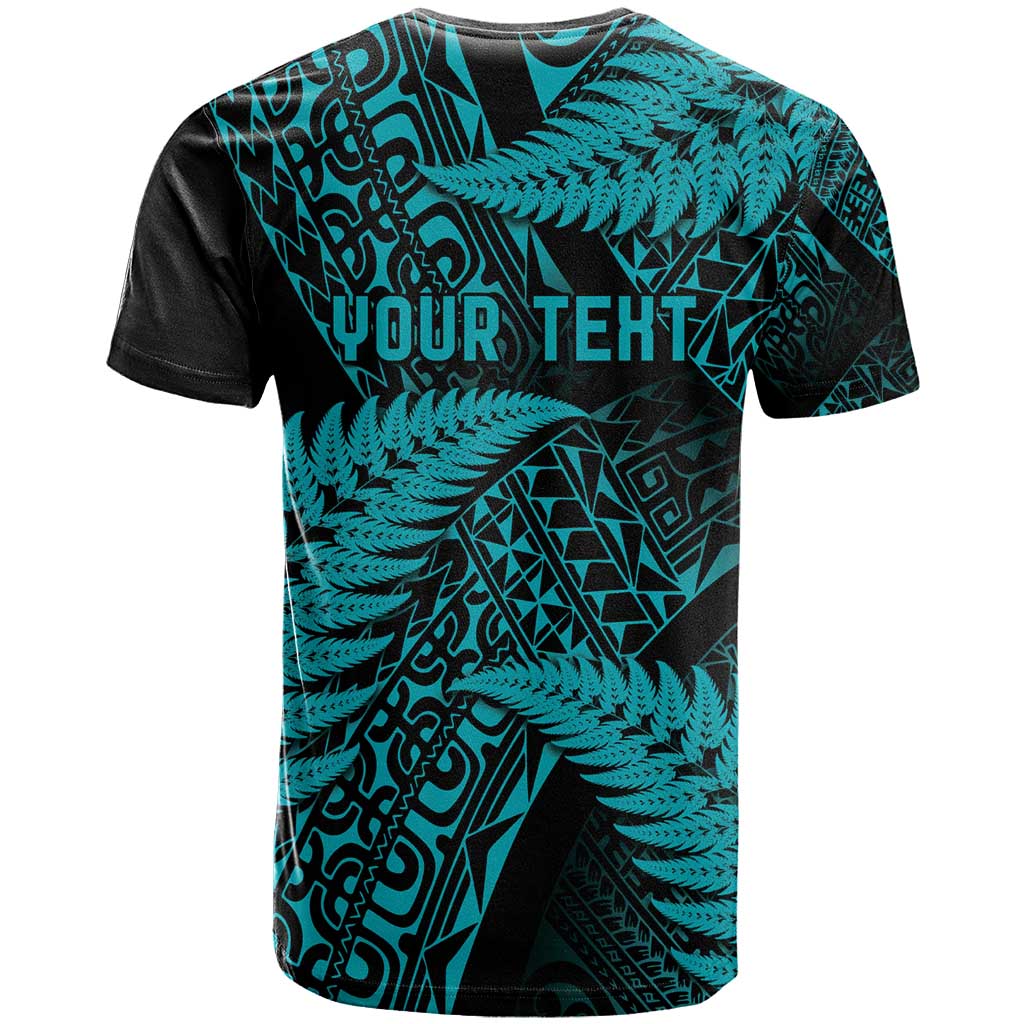 New Zealand Rugby Pacific Personalised T Shirt All Turquoise Maori Pasifika Fern Pattern LT9 - Polynesian Pride