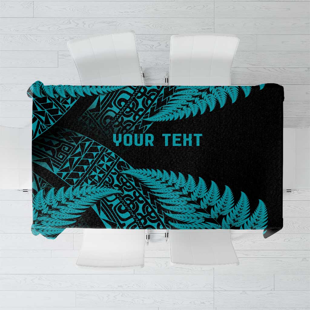 New Zealand Rugby Pacific Personalised Tablecloth All Turquoise Maori Pasifika Fern Pattern LT9 Turquoise - Polynesian Pride