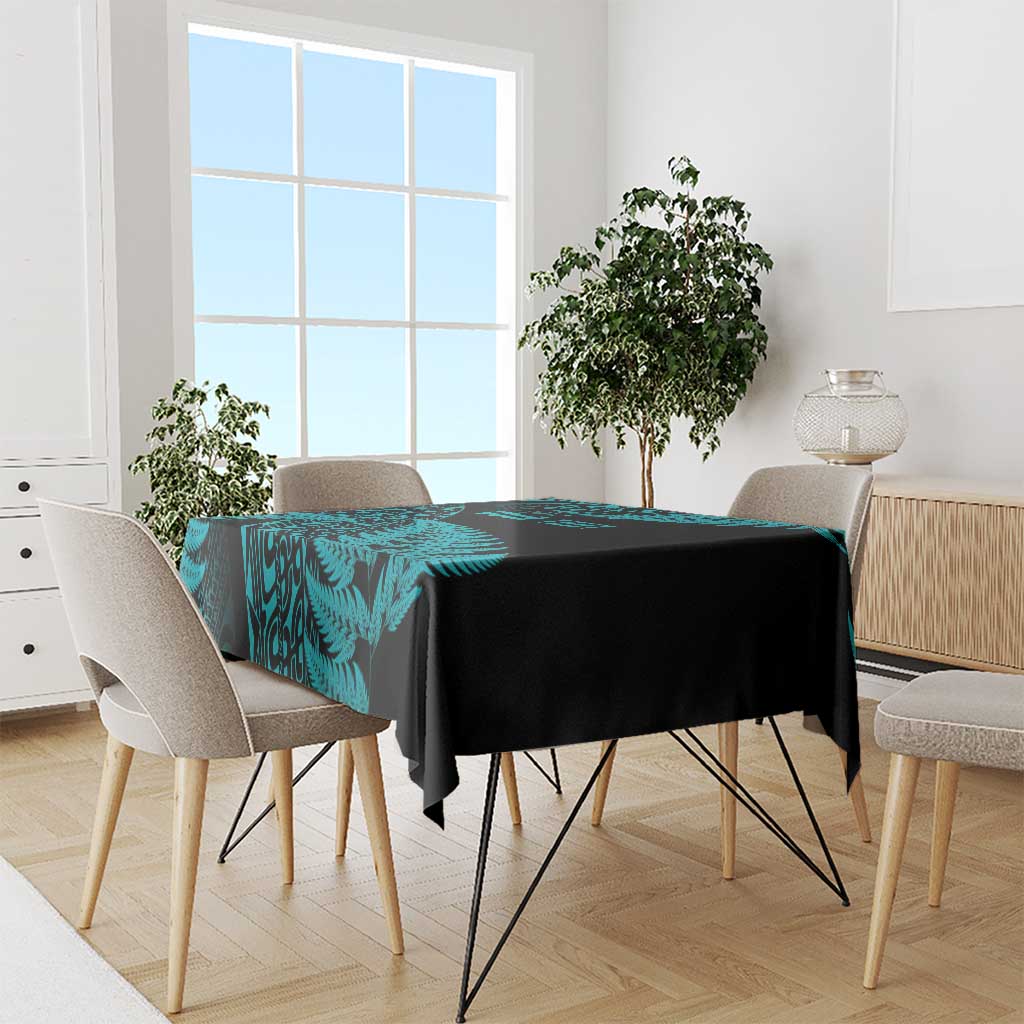 New Zealand Rugby Pacific Personalised Tablecloth All Turquoise Maori Pasifika Fern Pattern