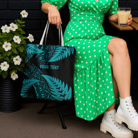 New Zealand Rugby Pacific Personalised Tote Bag All Turquoise Maori Pasifika Fern Pattern - Polynesian Pride