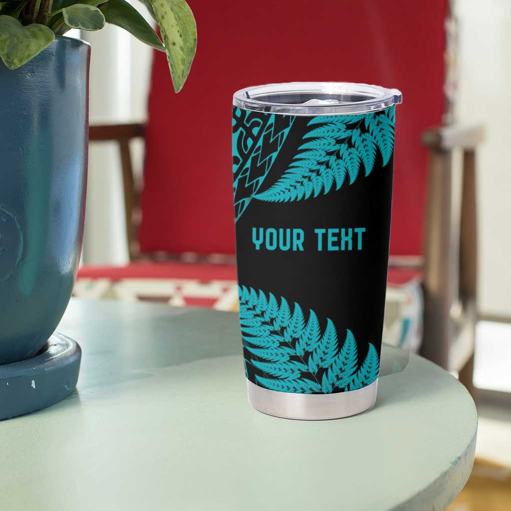 New Zealand Rugby Pacific Personalised Tumbler Cup All Turquoise Maori Pasifika Fern Pattern LT9 - Polynesian Pride