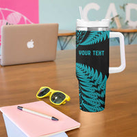 New Zealand Rugby Pacific Personalised Tumbler With Handle All Turquoise Maori Pasifika Fern Pattern LT9 - Polynesian Pride