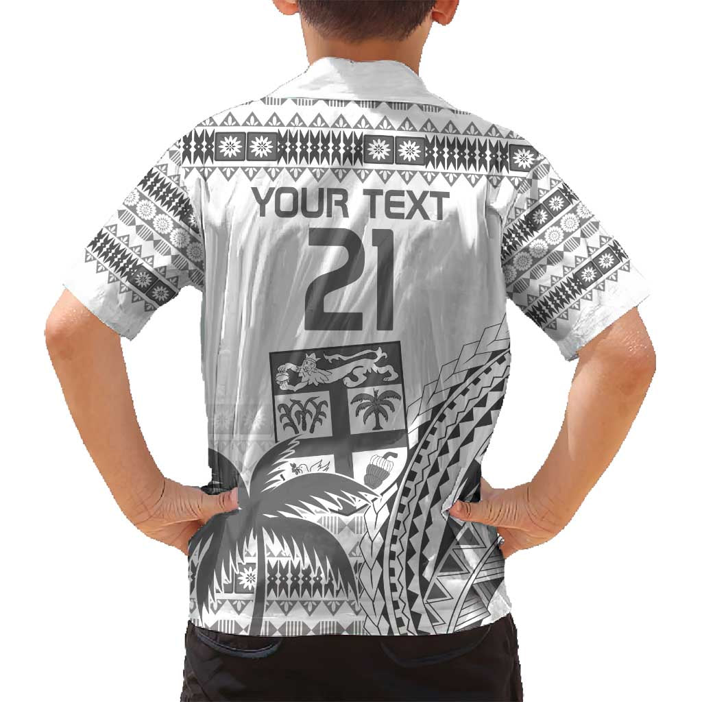 Custom Fiji Rugby Family Matching Long Sleeve Bodycon Dress and Hawaiian Shirt Polynesian Fijian Masi Palm Tree