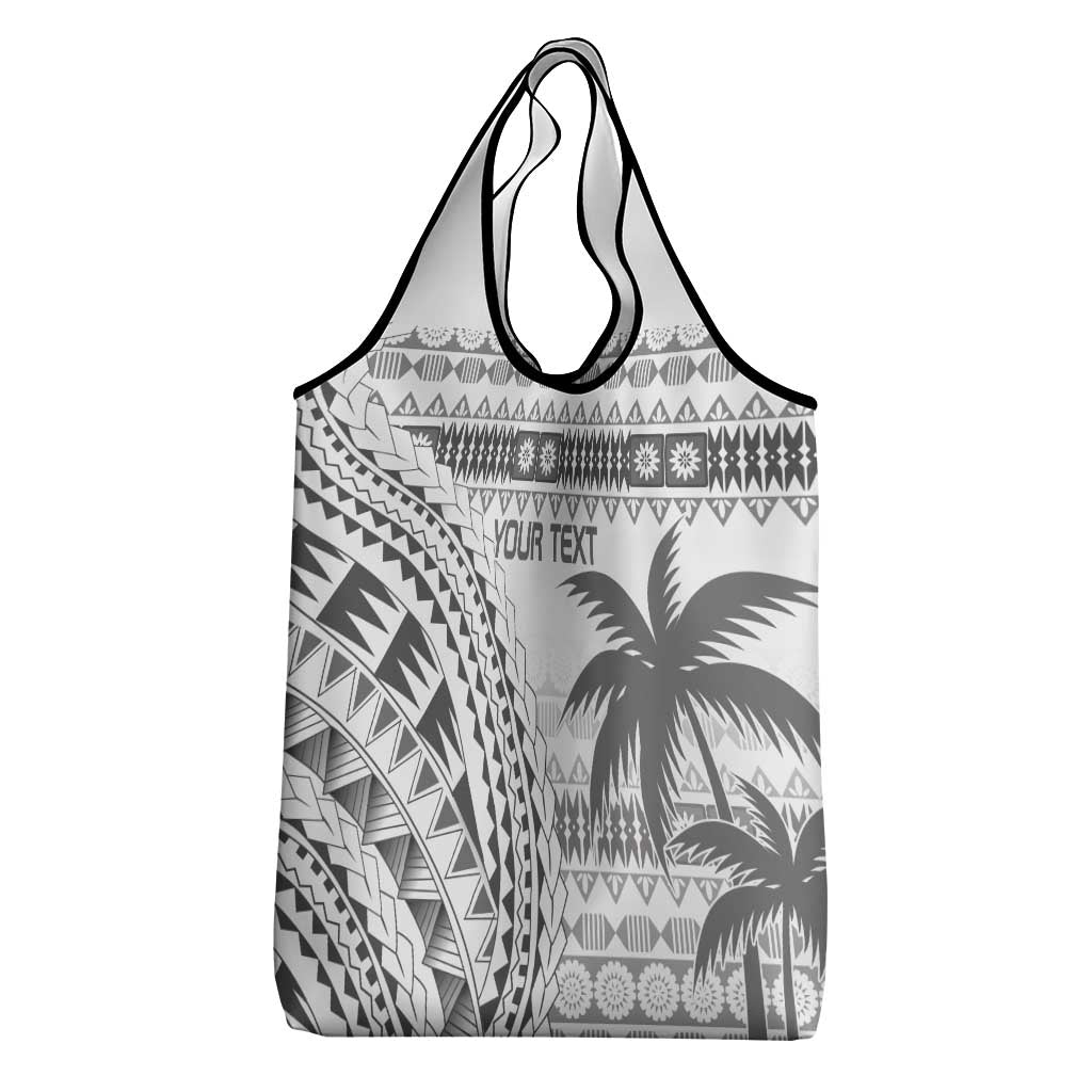 Custom Fiji Rugby Grocery Bag Polynesian Fijian Masi Palm Tree