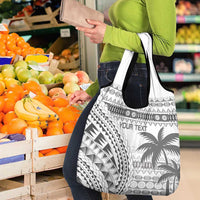 Custom Fiji Rugby Grocery Bag Polynesian Fijian Masi Palm Tree