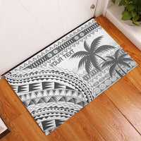 Custom Fiji Rugby Rubber Doormat Polynesian Fijian Masi Palm Tree