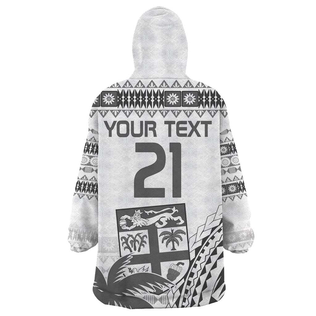 Custom Fiji Rugby Wearable Blanket Hoodie Polynesian Fijian Masi Palm Tree LT9 - Polynesian Pride