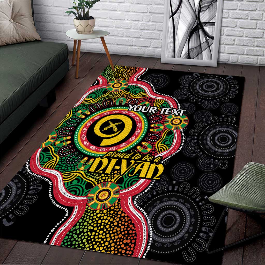 Vanuatu Personalised Area Rug Aboriginal Dot Paitnting LT9 Black - Polynesian Pride