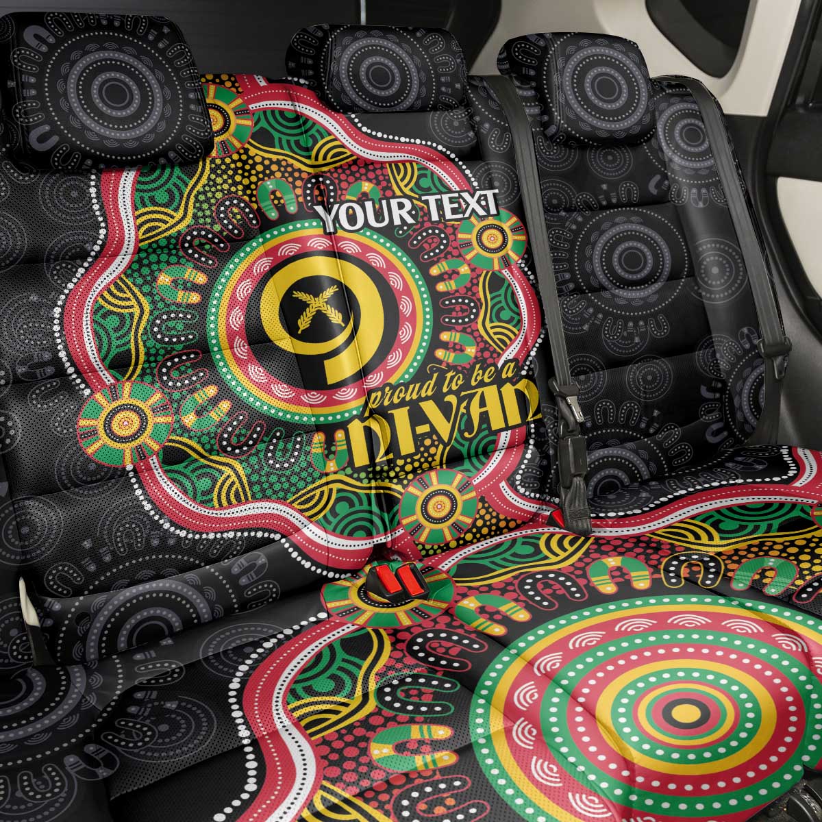Vanuatu Personalised Back Car Seat Cover Aboriginal Dot Paitnting - Polynesian Pride