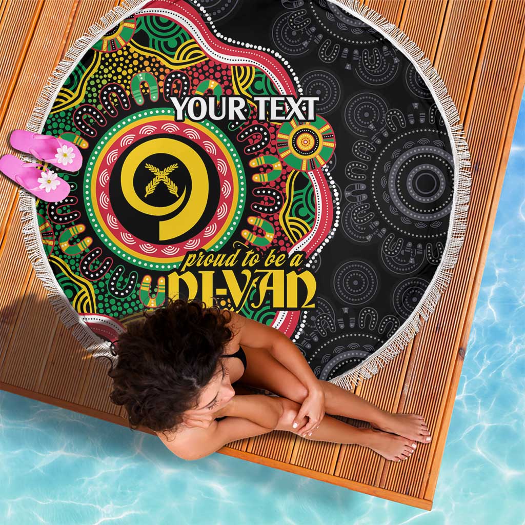 Vanuatu Personalised Beach Blanket Aboriginal Dot Paitnting - Polynesian Pride