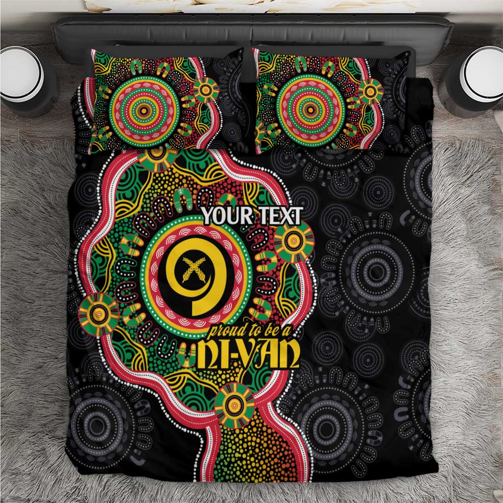 Vanuatu Personalised Bedding Set Aboriginal Dot Paitnting LT9 Black - Polynesian Pride
