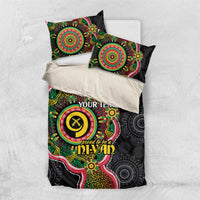 Vanuatu Personalised Bedding Set Aboriginal Dot Paitnting LT9 US Twin 172cm x 218cm Black - Polynesian Pride