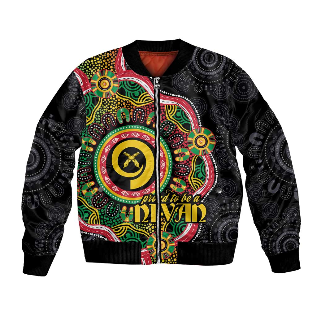 Vanuatu Personalised Bomber Jacket Aboriginal Dot Paitnting - Polynesian Pride