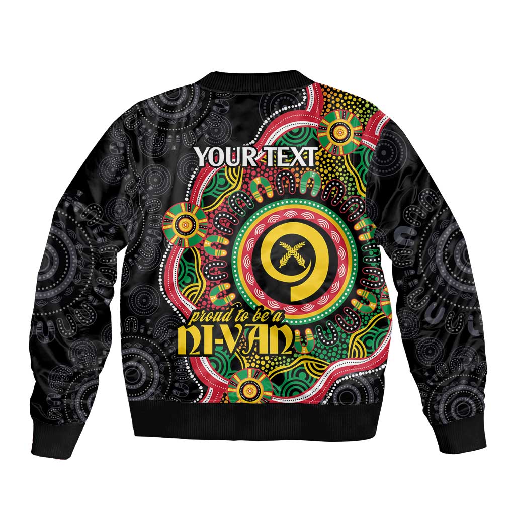 Vanuatu Personalised Bomber Jacket Aboriginal Dot Paitnting - Polynesian Pride