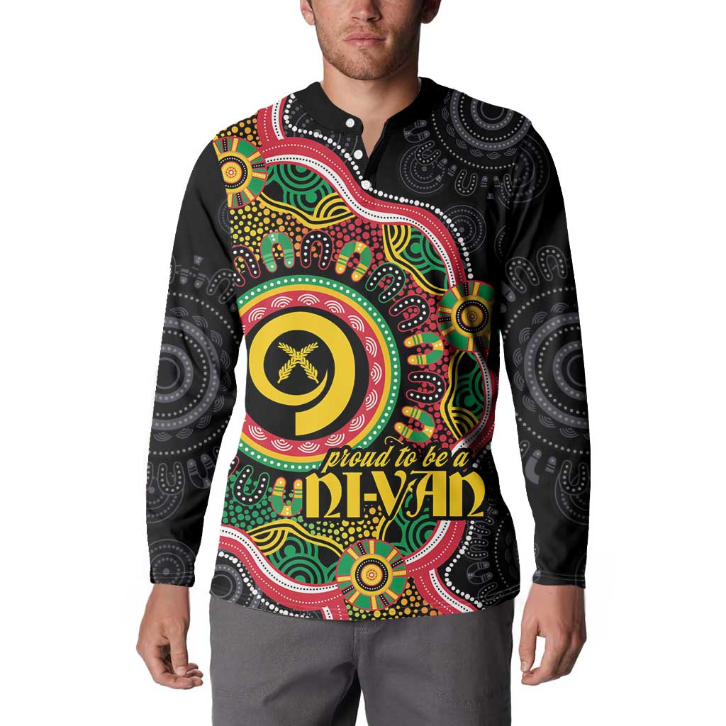 Vanuatu Personalised Button Sweatshirt Aboriginal Dot Paitnting - Polynesian Pride
