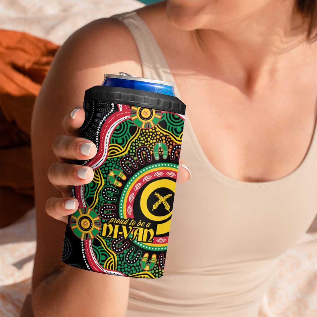 Vanuatu Personalised 4 in 1 Can Cooler Tumbler Aboriginal Dot Paitnting LT9 - Polynesian Pride
