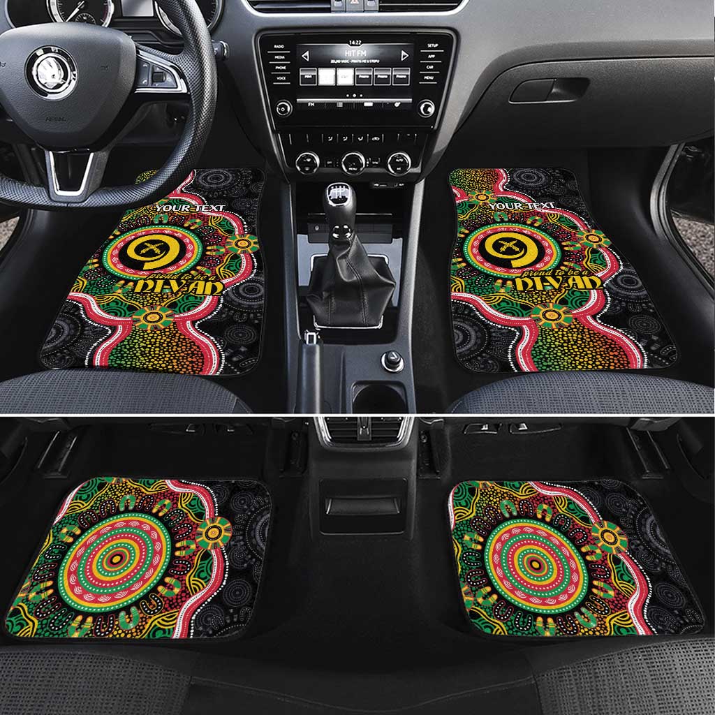 Vanuatu Personalised Car Mats Aboriginal Dot Paitnting LT9 Set 4pcs Black - Polynesian Pride