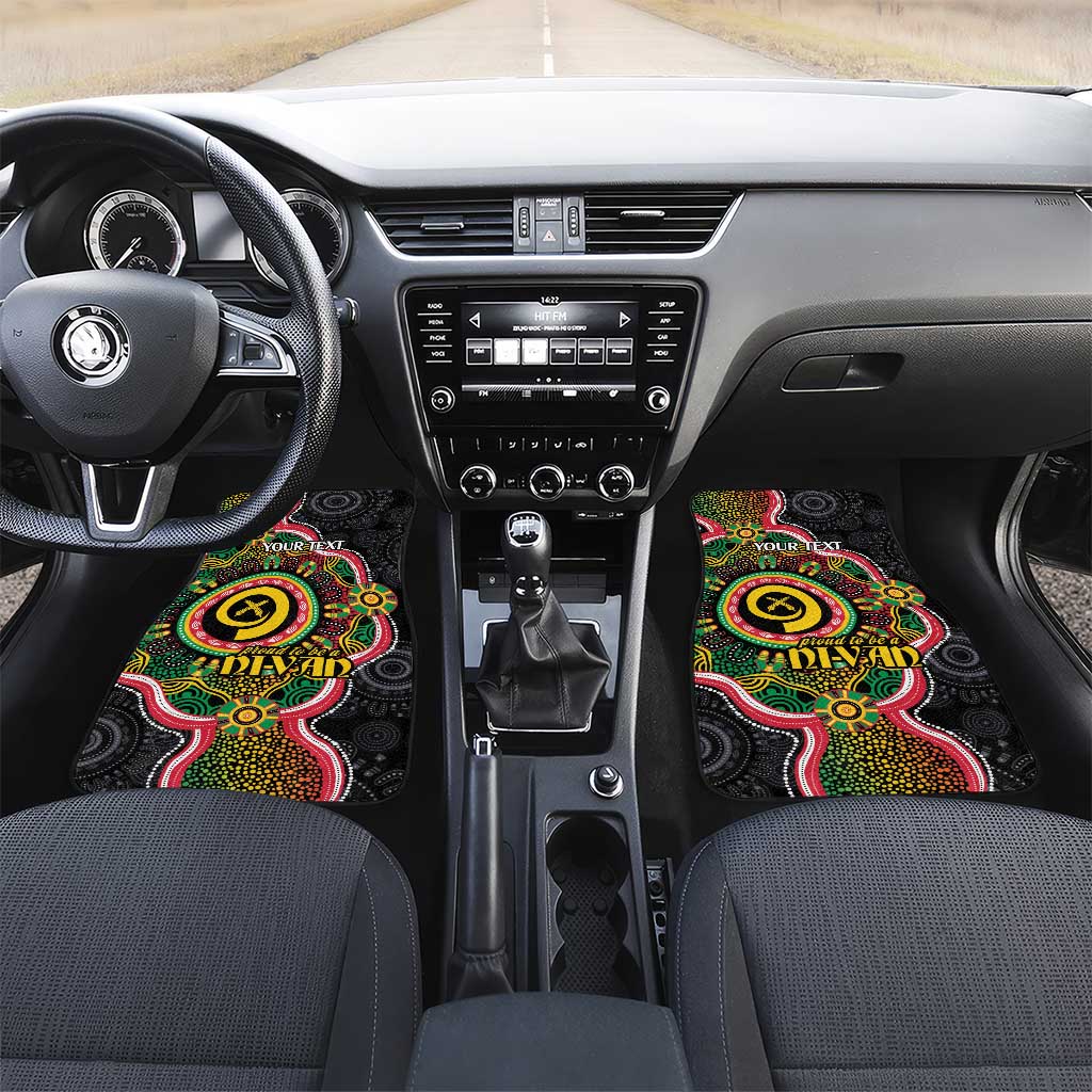 Vanuatu Personalised Car Mats Aboriginal Dot Paitnting LT9 Set 2pcs - Front Black - Polynesian Pride