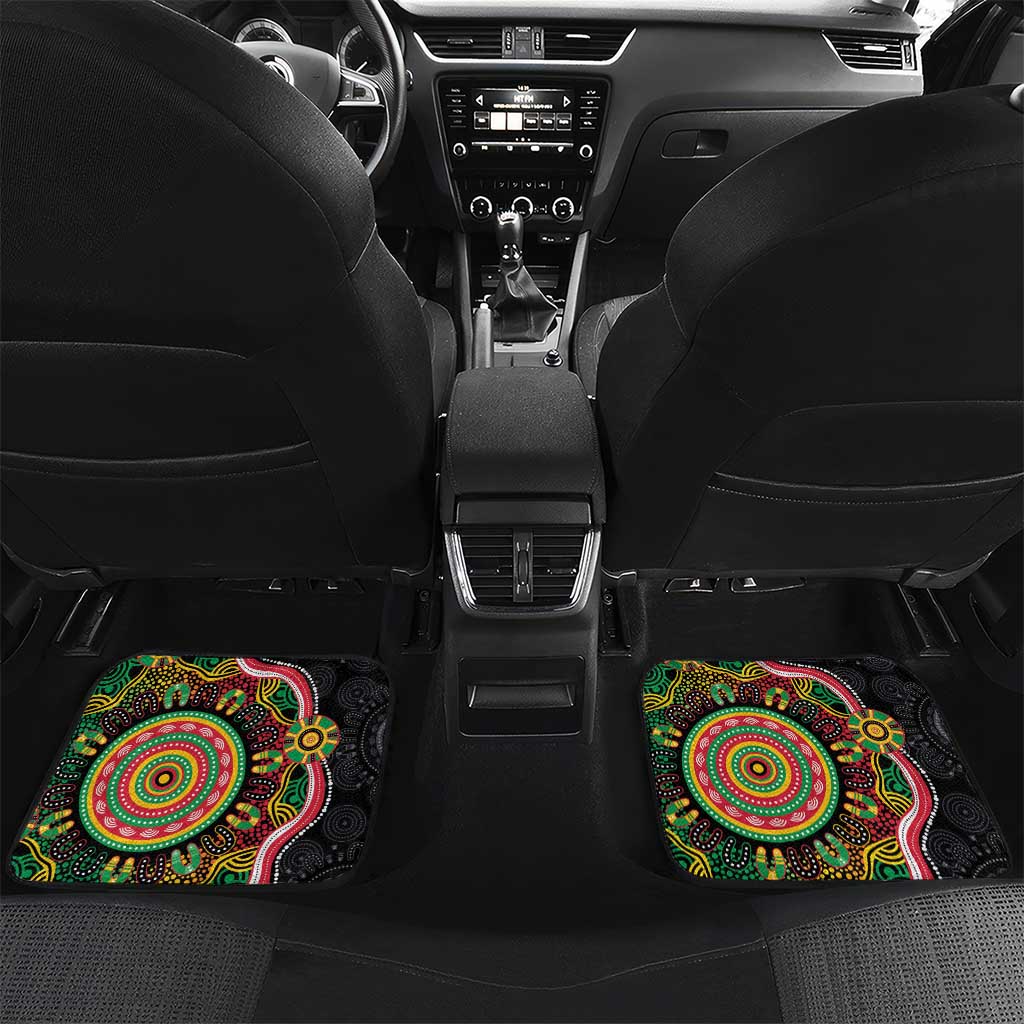 Vanuatu Personalised Car Mats Aboriginal Dot Paitnting LT9 Set 2pcs - Back Black - Polynesian Pride
