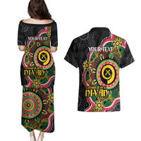 Vanuatu Personalised Couples Matching Puletasi and Hawaiian Shirt Aboriginal Dot Paitnting - Polynesian Pride