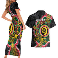Vanuatu Personalised Couples Matching Short Sleeve Bodycon Dress and Hawaiian Shirt Aboriginal Dot Paitnting - Polynesian Pride