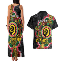 Vanuatu Personalised Couples Matching Tank Maxi Dress and Hawaiian Shirt Aboriginal Dot Paitnting - Polynesian Pride