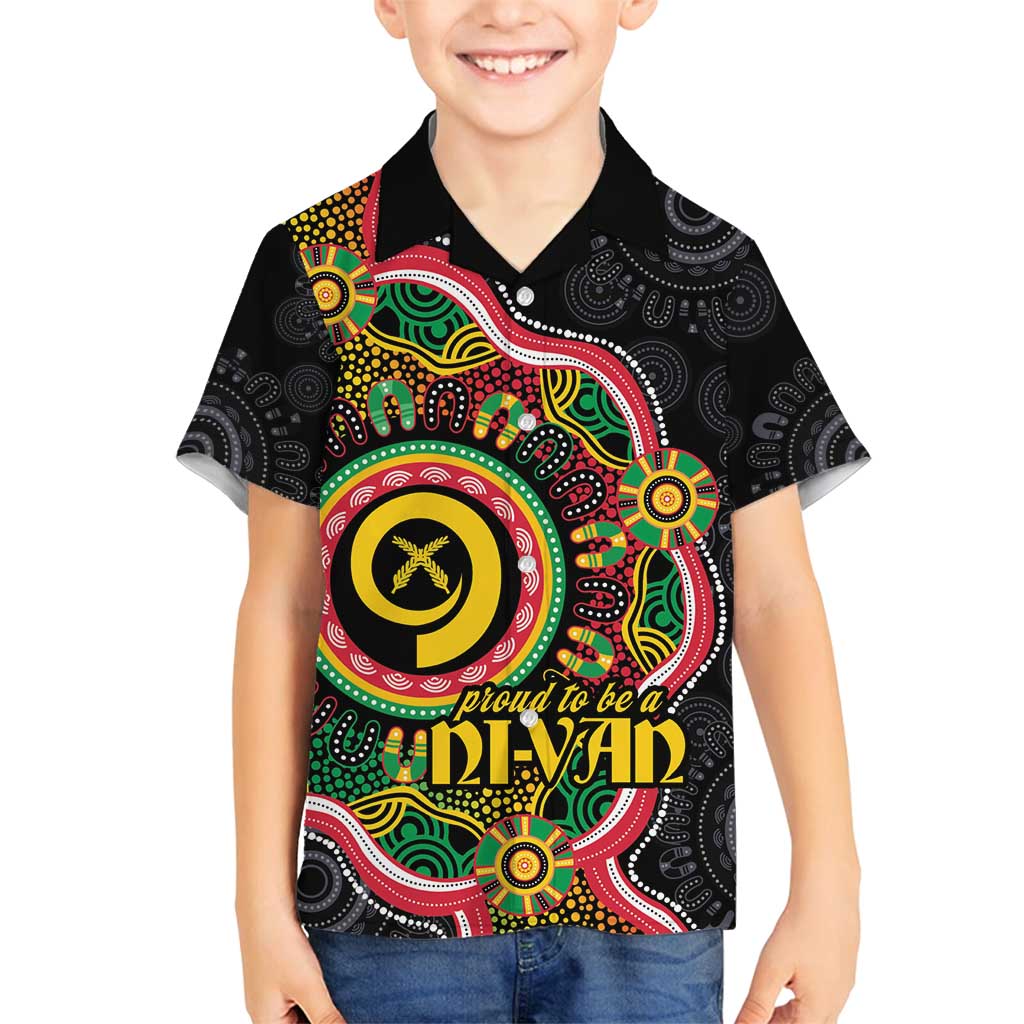 Vanuatu Personalised Family Matching Off Shoulder Short Dress and Hawaiian Shirt Aboriginal Dot Paitnting - Polynesian Pride