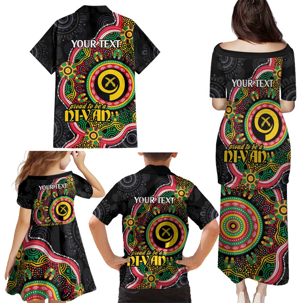 Vanuatu Personalised Family Matching Puletasi and Hawaiian Shirt Aboriginal Dot Paitnting - Polynesian Pride