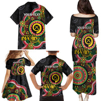 Vanuatu Personalised Family Matching Puletasi and Hawaiian Shirt Aboriginal Dot Paitnting - Polynesian Pride
