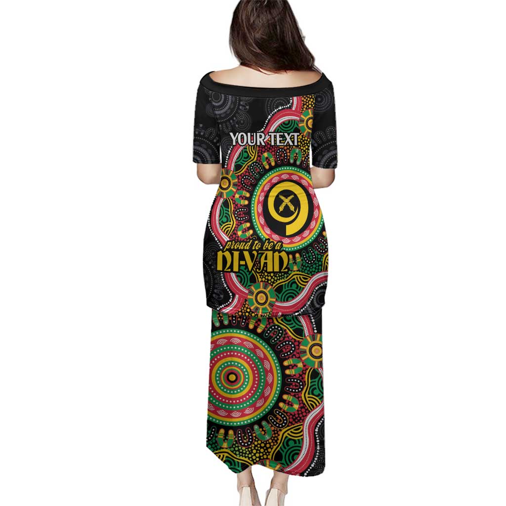 Vanuatu Personalised Family Matching Puletasi and Hawaiian Shirt Aboriginal Dot Paitnting - Polynesian Pride