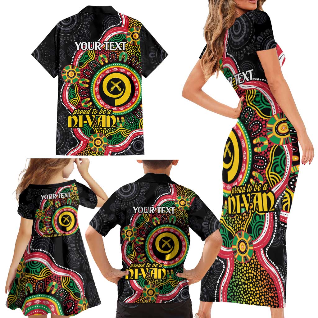 Vanuatu Personalised Family Matching Short Sleeve Bodycon Dress and Hawaiian Shirt Aboriginal Dot Paitnting - Polynesian Pride