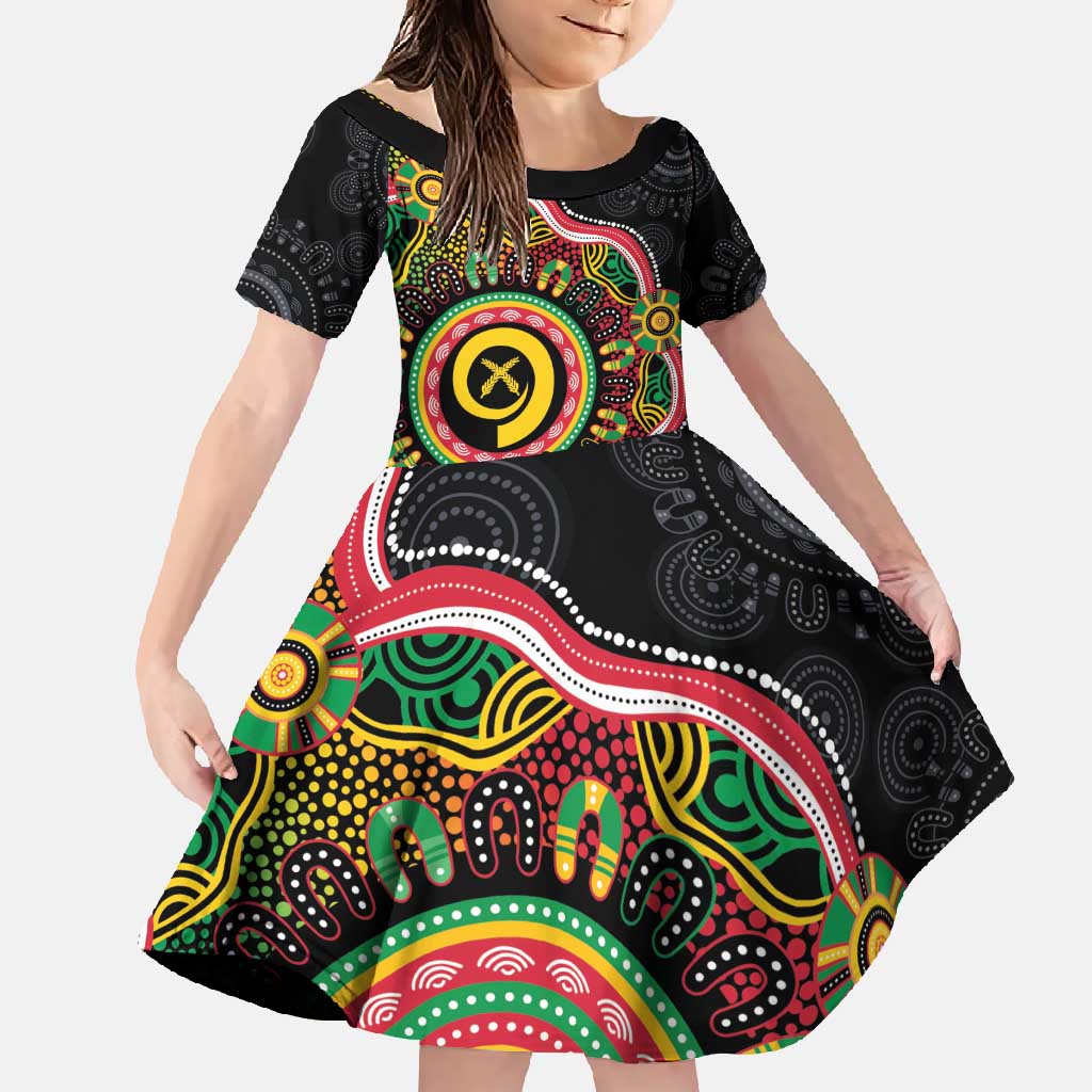 Vanuatu Personalised Family Matching Summer Maxi Dress and Hawaiian Shirt Aboriginal Dot Paitnting - Polynesian Pride