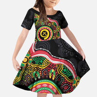 Vanuatu Personalised Family Matching Summer Maxi Dress and Hawaiian Shirt Aboriginal Dot Paitnting - Polynesian Pride