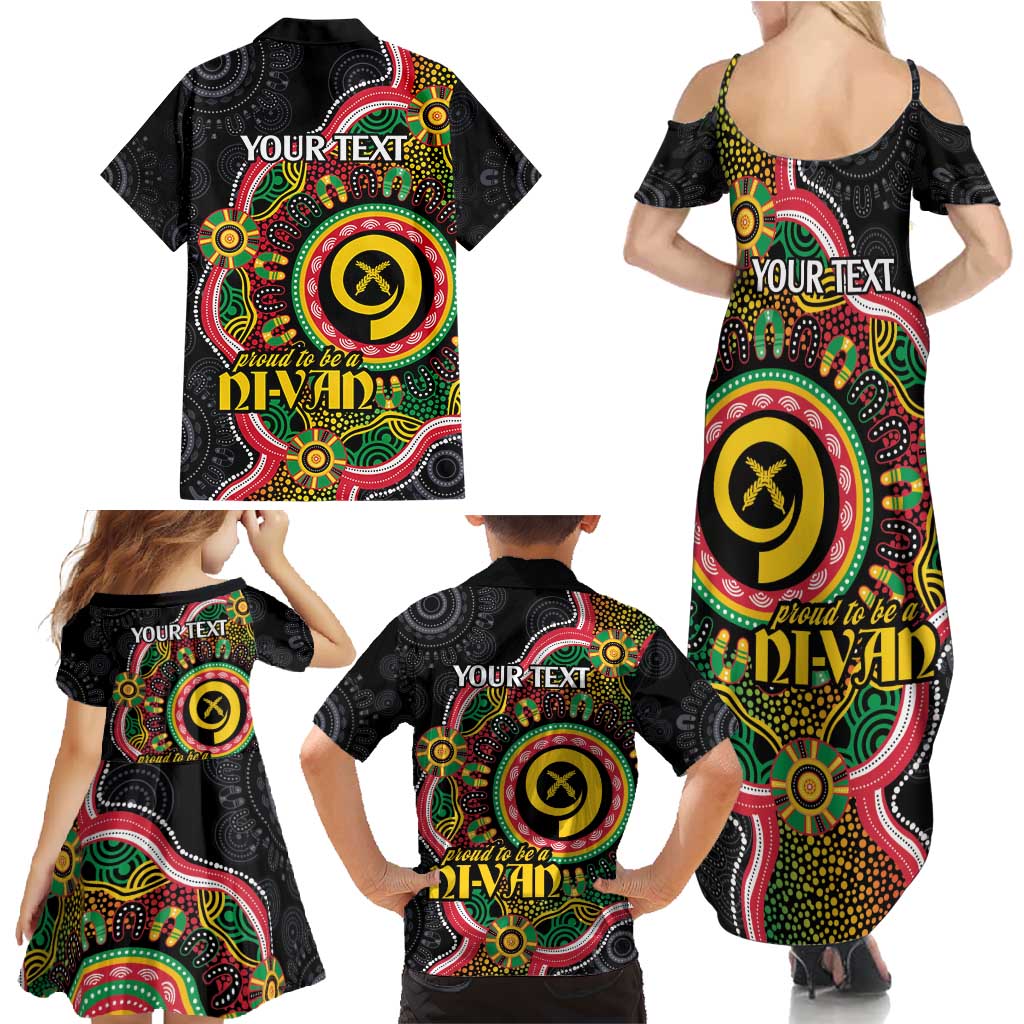 Vanuatu Personalised Family Matching Summer Maxi Dress and Hawaiian Shirt Aboriginal Dot Paitnting - Polynesian Pride