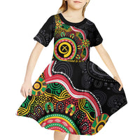 Vanuatu Personalised Kid Short Sleeve Dress Aboriginal Dot Paitnting - Polynesian Pride
