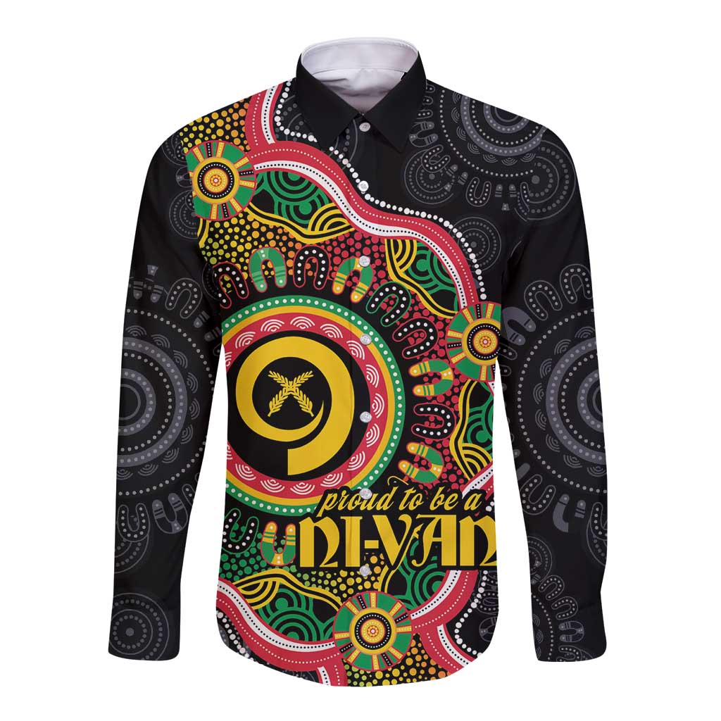 Vanuatu Personalised Long Sleeve Button Shirt Aboriginal Dot Paitnting - Polynesian Pride