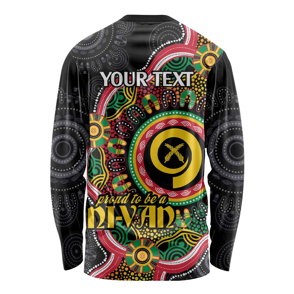Vanuatu Personalised Long Sleeve Shirt Aboriginal Dot Paitnting - Polynesian Pride