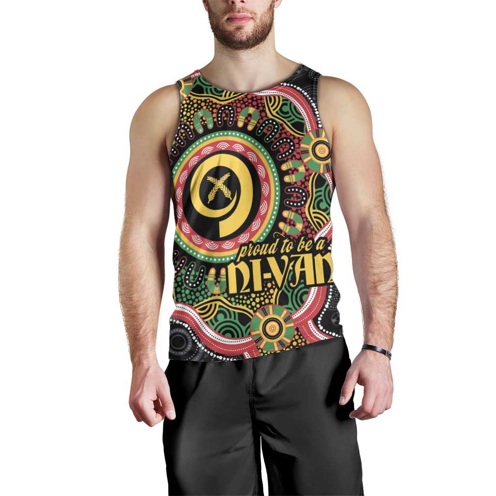 Vanuatu Personalised Men Tank Top Aboriginal Dot Paitnting - Polynesian Pride