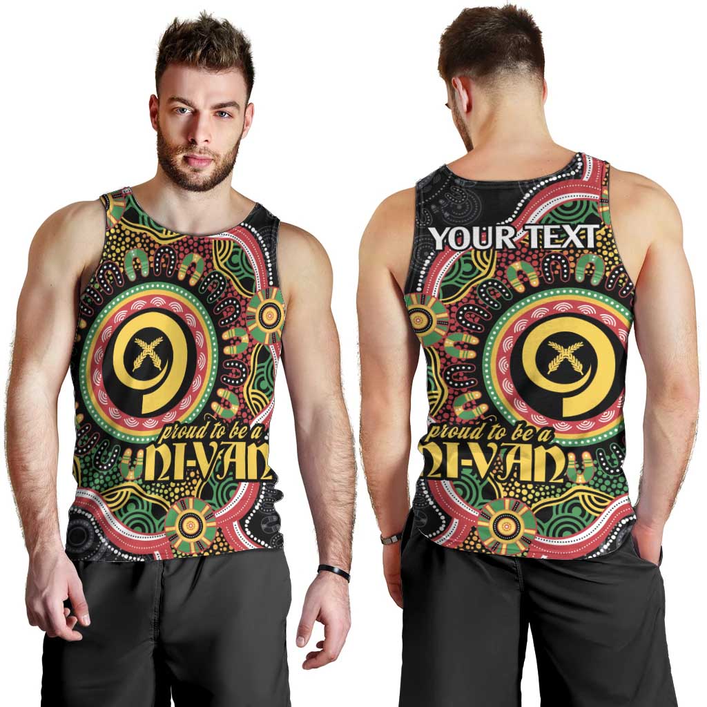Vanuatu Personalised Men Tank Top Aboriginal Dot Paitnting - Polynesian Pride
