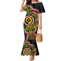 Vanuatu Personalised Mermaid Dress Aboriginal Dot Paitnting - Polynesian Pride