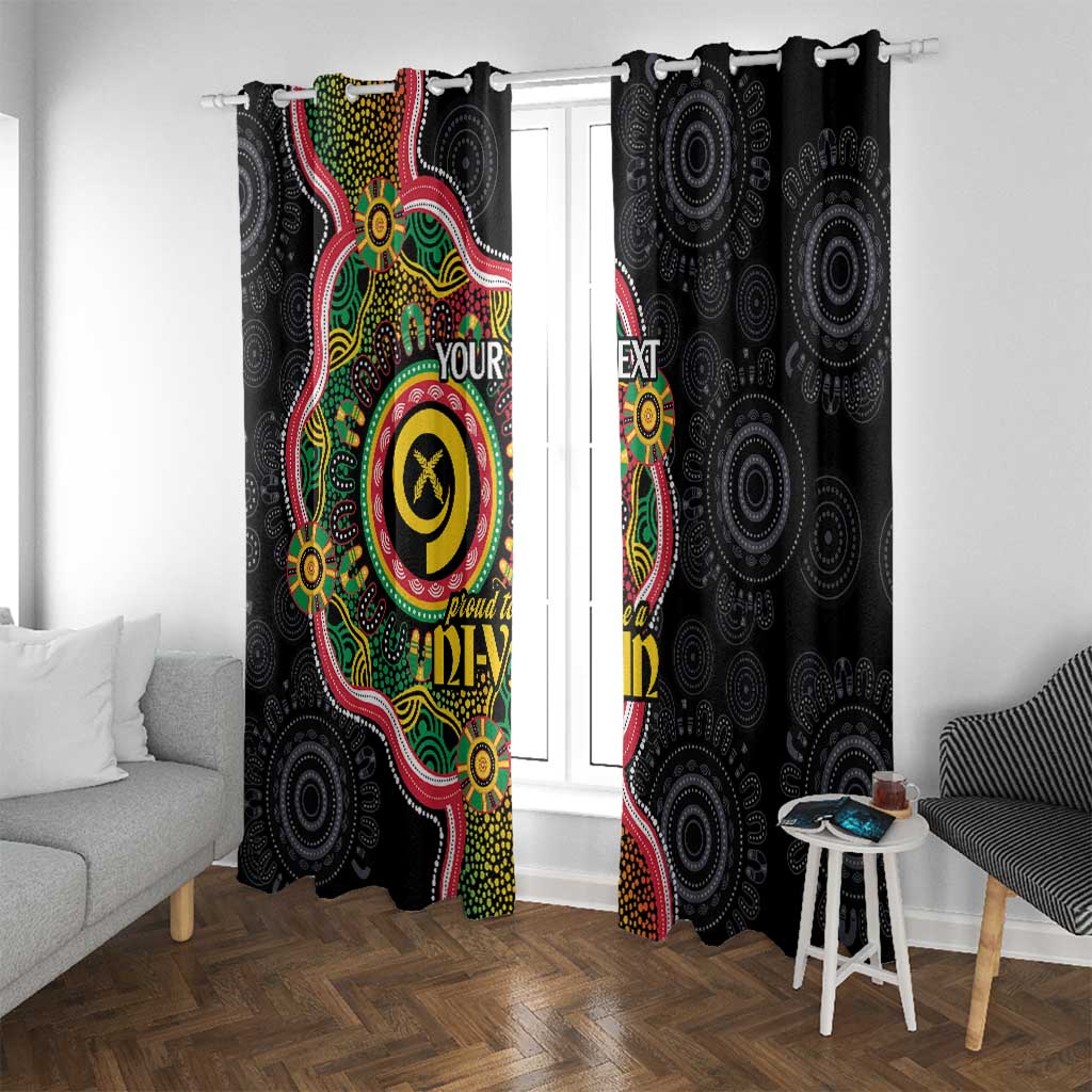 Vanuatu Personalised Window Curtain Aboriginal Dot Paitnting LT9 With Grommets Black - Polynesian Pride