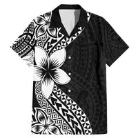 Lotu Tamaiti White Sunday Family Matching Mermaid Dress and Hawaiian Shirt Pacific Plumeria Flowers - Black Version