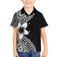 Lotu Tamaiti White Sunday Family Matching Tank Maxi Dress and Hawaiian Shirt Pacific Plumeria Flowers - Black Version