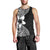 Lotu Tamaiti White Sunday Men Tank Top Pacific Plumeria Flowers - Black Version