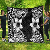 Lotu Tamaiti White Sunday Quilt Pacific Plumeria Flowers - Black Version