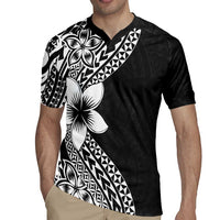Lotu Tamaiti White Sunday Rugby Jersey Pacific Plumeria Flowers - Black Version