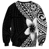 Lotu Tamaiti White Sunday Sweatshirt Pacific Plumeria Flowers - Black Version