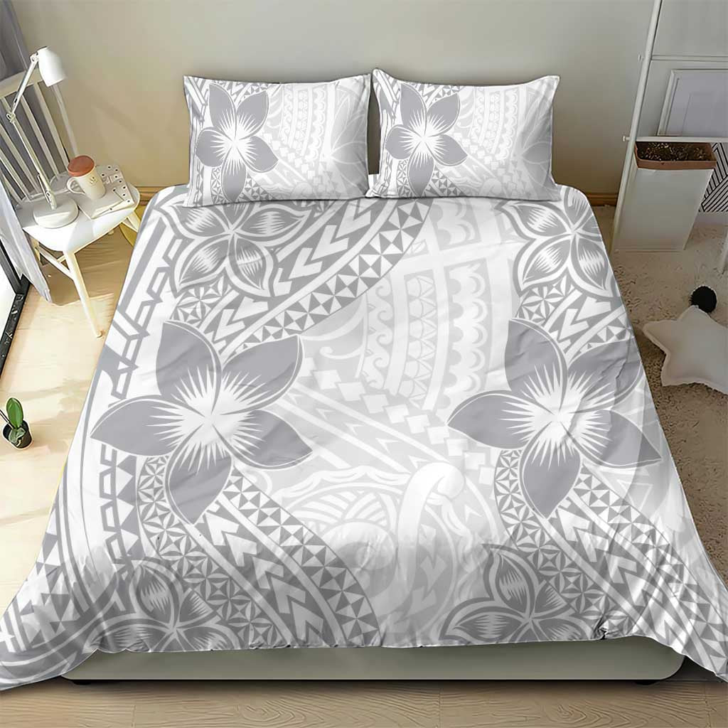 Lotu Tamaiti White Sunday Bedding Set Pacific Plumeria Flowers - White Version