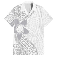 Lotu Tamaiti White Sunday Family Matching Long Sleeve Bodycon Dress and Hawaiian Shirt Pacific Plumeria Flowers - White Version