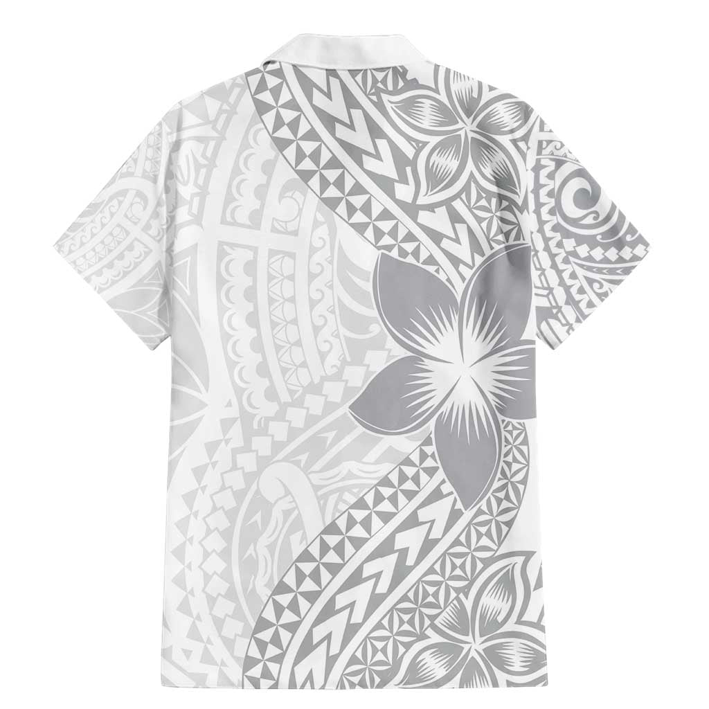 Lotu Tamaiti White Sunday Family Matching Mermaid Dress and Hawaiian Shirt Pacific Plumeria Flowers - White Version